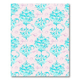 Teal Pink Ornate Floral Damask Area Rug