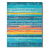 Vibrant Multi-Color Striped Teal Area Rug