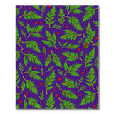 Festive Purple Holly Leaves Berries Area Rug