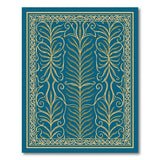 Teal Gold Wheat Motif Area Rug