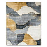 Gold and Silver Abstract Area Gold Wave Abstract Area Rug