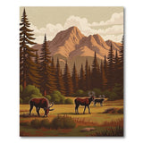 Alpine Elk Meadow Mountain Landscape Rug
