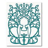 Teal Elephant Vine Silhouette Area Rug