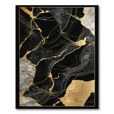 Abstract Area Black Gold Marble Vein Abstract Area Rug