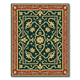 Ornate Green Gold Floral Persian Area Rug
