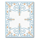 Blue Floral Art Nouveau Border Rug