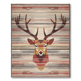 Red Deer Antler Striped Southwestern Area Rug
