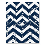Navy Golf Flags Chevron Zigzag Area Rug