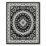 Traditional Persian Black and White Black White Persian Mandala Area Rug