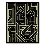 Black Gold Geometric Maze Area Rug