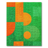 Vibrant Geometric Green Orange Area Rug