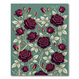 Burgundy Rose Trellis Climbing Area Rug