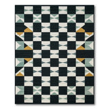 Geometric Black Teal Yellow Area Rug