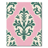 Pink Emerald Foliage Damask Area Rug