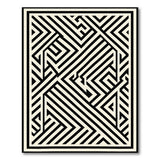 ODIKA Modern Black & White Washable Area Rug - Low Pile Geometric Labyrinth Rug, Non-Slip & Pet Friendly