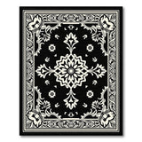 Traditional Persian Black and White Ornate Black White Persian Floral Rug