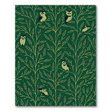 Emerald Green Golden Owl Branch Rug