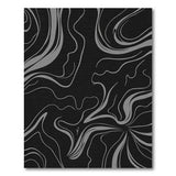 Abstract Grey Wave Area Rug on Black