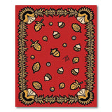 Vibrant Red Acorn Bee Sunflower Pattern Rug