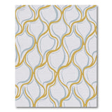 Gold Blue Wavy Geometric Area Rug
