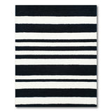 Black White Horizontal Striped Distressed Area Rug