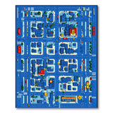 Playful Blue City Map Kids Area Rug