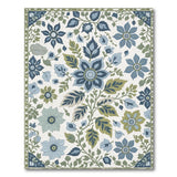 Blue Teal Floral Vintage Area Rug