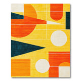 Bold Geometric Yellow Orange Navy Area Rug