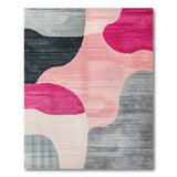 Abstract Pink Grey Organic Shapes Area Rug