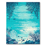ODIKA Washable Ocean Life Area Rug - Teal Coastal Coral Low Pile Non-Slip Carpet