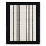 Black Framed Gray Vertical Stripe Area Rug