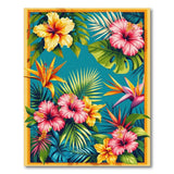 ODIKA Tropical Hibiscus Washable Rug - Vibrant Floral Low Pile Area Rug