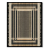 Modern Geometric Framed Area Rug in Grey Beige