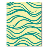 Teal Waves on Yellow Abstract Area Rug