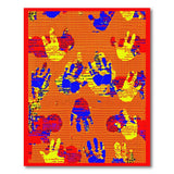 Vibrant Handprint Multi-Color Area Rug