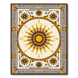 Geometric Modern Gold and Silver Golden Sunburst Geometric Area Rug