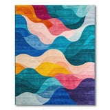 Multi-color and Patterns Vibrant Multi-Color Wave Abstract Area Rug