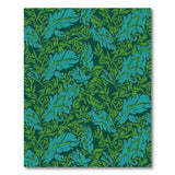 Teal Fern Leaf Area Rug on Deep Green