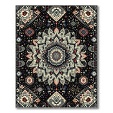 Multi-color and Patterns Black Mandala Geometric Area Rug