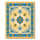 Ornate Blue Gold Floral Medallion Rug