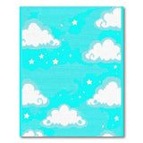 Dreamy Blue Sky Clouds Stars Kids Rug