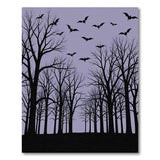 Purple Bats and Bare Trees Silhouette Area Rug