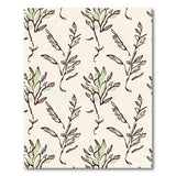 Green Botanical Leaf Sketch Area Rug