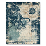 Octopus Compass Distressed Vintage Area Rug