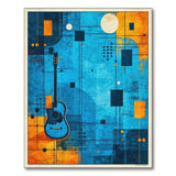 Geometric Blue Guitar Moon Rug
