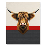 Shaggy Highland Cow Geometric Area Rug