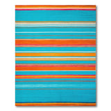 Vibrant Teal Orange Pink Striped Area Rug