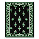 Ornate Green Medallion Black Area Rug