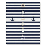 Navy Striped Anchor Nautical Area Rug