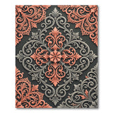 Ornate Grey Coral Floral Baroque Area Rug